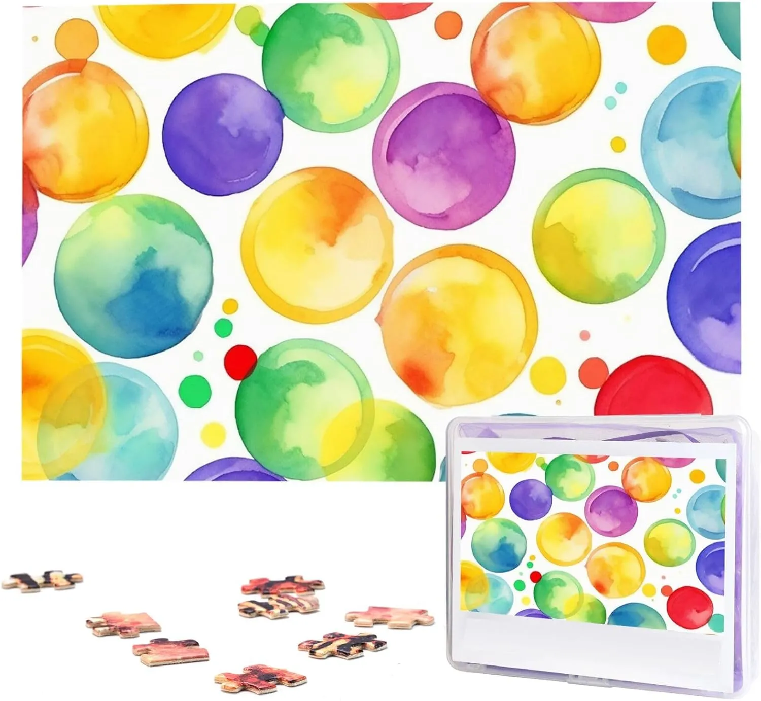 Jigsaw Puzzles Personalized Picture Puzzle Custom Jigsaw Puzzles for Adult Wedding Watercolor Rainbow Circle Jigsaw Puzzle 1000 Isle Piece Wooden 