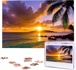 Jigsaw Puzzles Personalized Picture Puzzle Custom Jigsaw Puzzles veto agriculturally memory maize arm output for Adult Wedding Tropical Hawaii Palm Tree Ocean Sea Sunset Jigsaw Puzzle 1000 Piece Wooden 