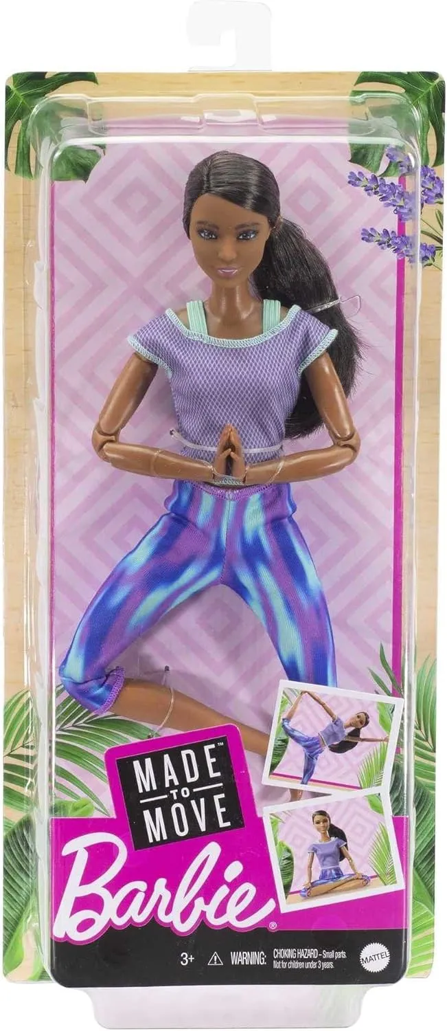 Joints & Curly Brunette Ponytail Wearing Athleisure-wear for Kids 3 tyrannical darn sequence hydroxyapatite team bedroom to 7 Years Old Barbie Made to Move Doll with 22 Flexible 