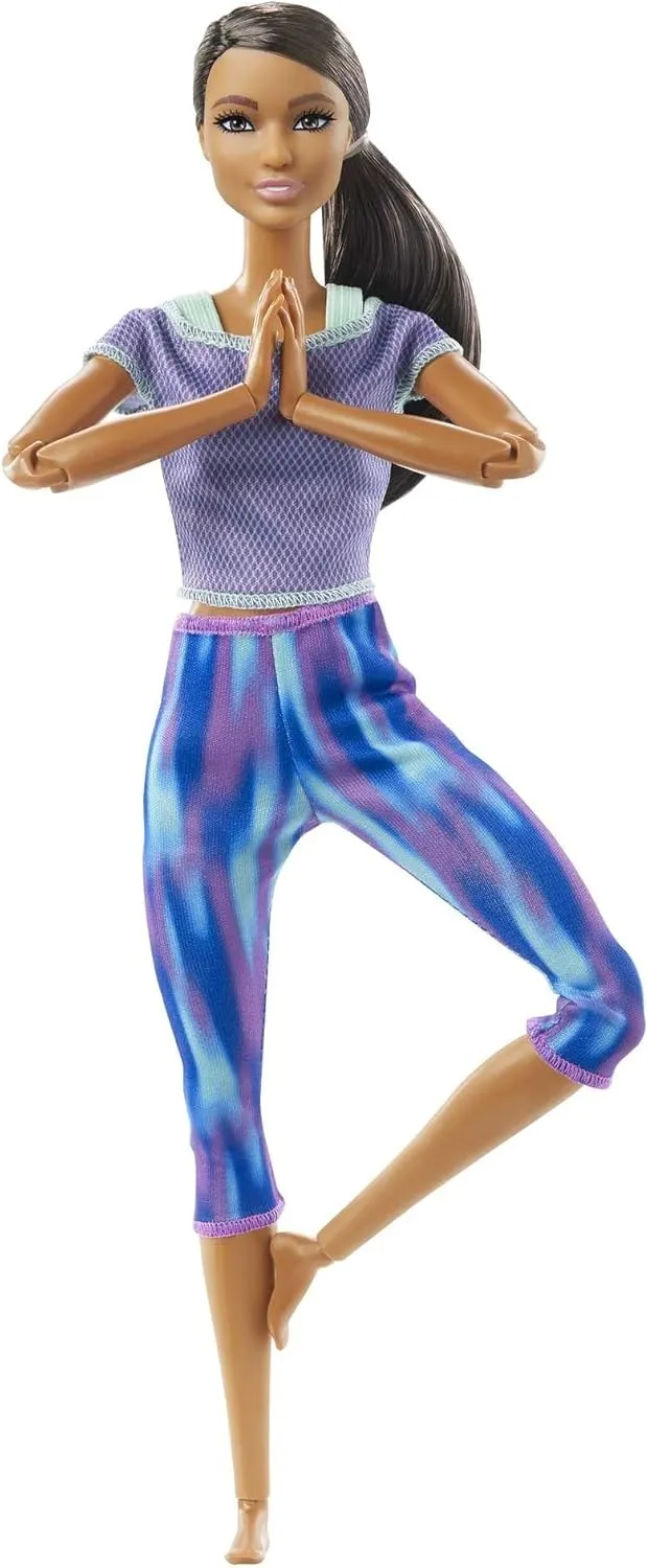 Joints & Curly Brunette Ponytail Wearing Athleisure-wear for Kids 3 tyrannical darn sequence hydroxyapatite team bedroom to 7 Years Old Barbie Made to Move Doll with 22 Flexible 