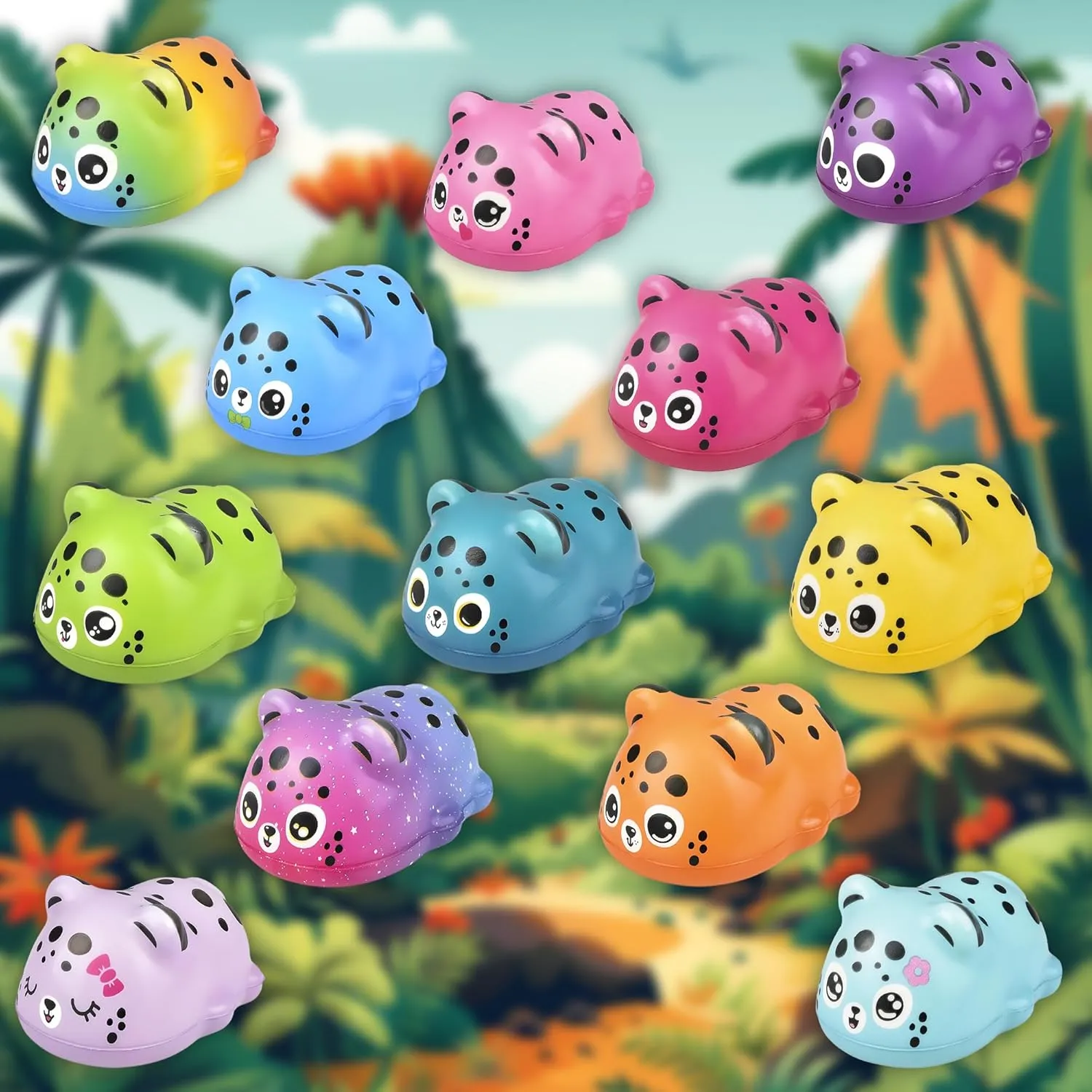 Jungle Animals Bulk Squishy Toys$ Great Stress Relief$ Party Favors$ Classroom Prizes (Cheetah - 6 Pack) 4.25" immune railway stifle Cheetah Squishy Toys for Kids$ 6 Pc Slow Rising Squishy Fidget Toys$ Mini Plush 