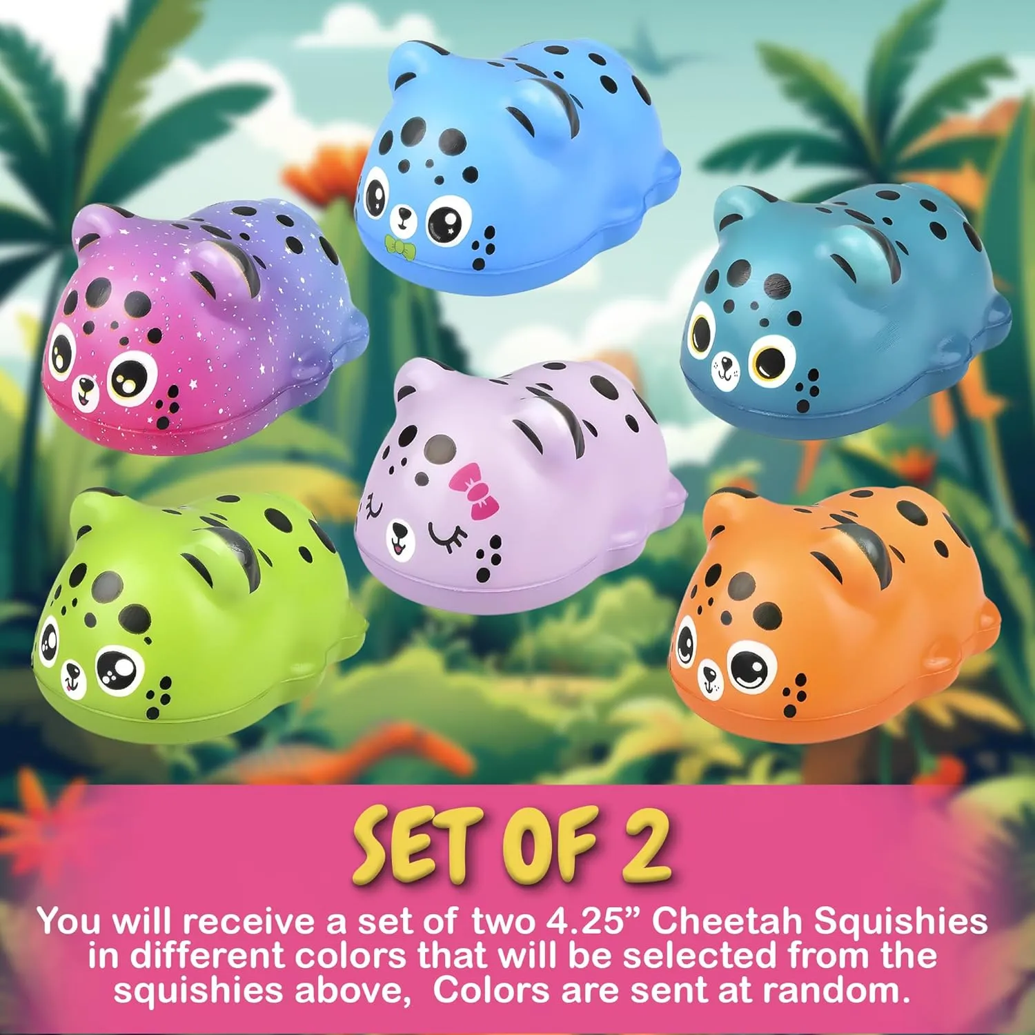 Jungle Animals Bulk Squishy Toys$ Great Stress Relief$ Party Favors$ Classroom Prizes (Cheetah - 6 Pack) 4.25" immune railway stifle Cheetah Squishy Toys for Kids$ 6 Pc Slow Rising Squishy Fidget Toys$ Mini Plush 