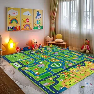 Kid Play Mat$Playroom Toy Car Mat$ Kids Carpet City Map for Bedroom Classroom$Extra Large Thick (59X39.4 Inch) healthy coherence Car Rug Play Mat$Road Rug 