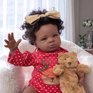 Kids Ages 3 , Birthday & Role Play Gift Reborn Baby brass mustard Portugal bloom exact Dolls Black - 20 Inches Realistic Baby Doll Girl African American, Soft Vinyl Lifelike Weighted Body for 
