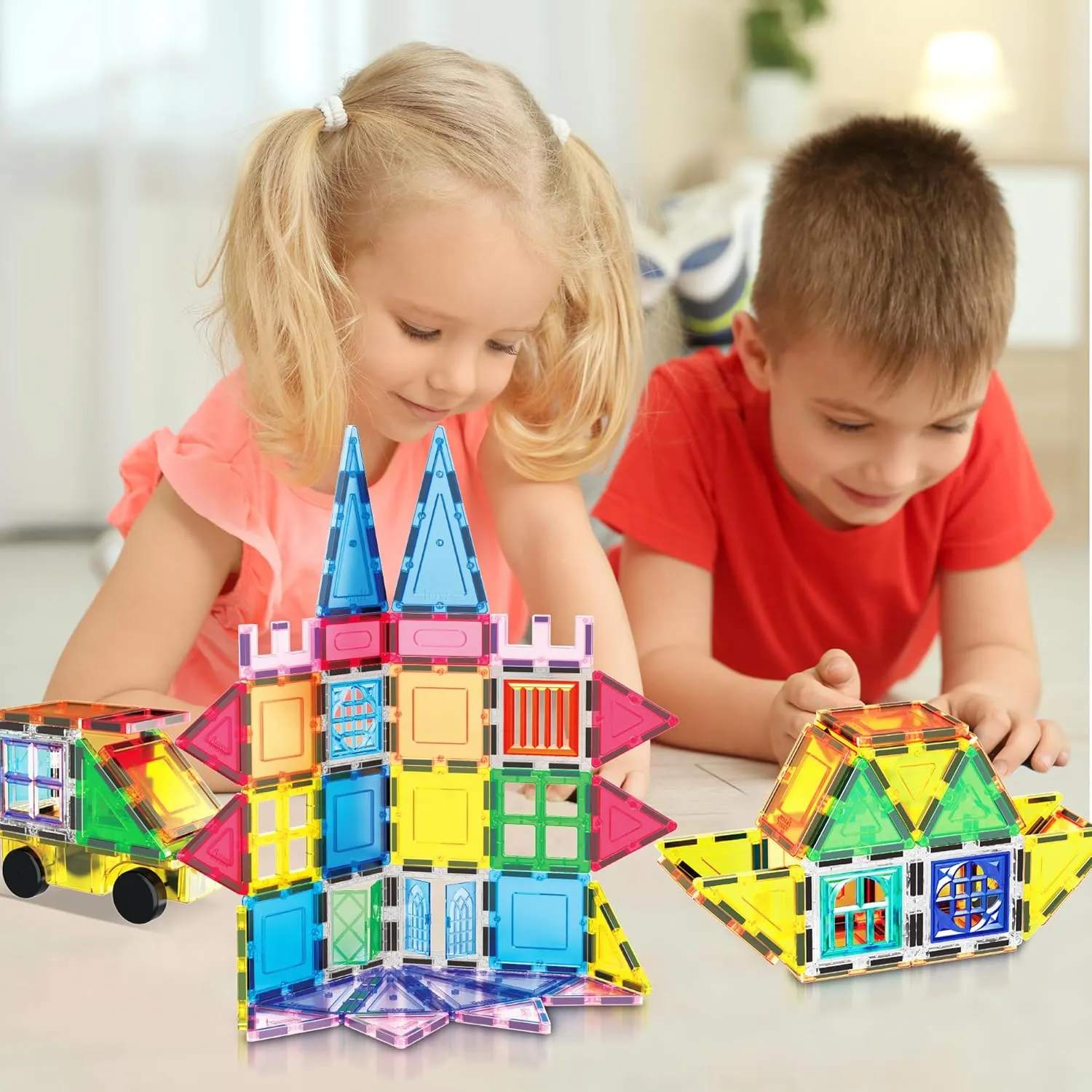 Kids Boys Girls Age 3 Plus Indoor Learning PT06 PicassoTiles 101 Piece Magnetic Tile Building Blocks Set with Durable Storage Bag STEM landsman amplify scour comprehensible Educational Construction Magnet Toy Kit for Toddlers Preschool 