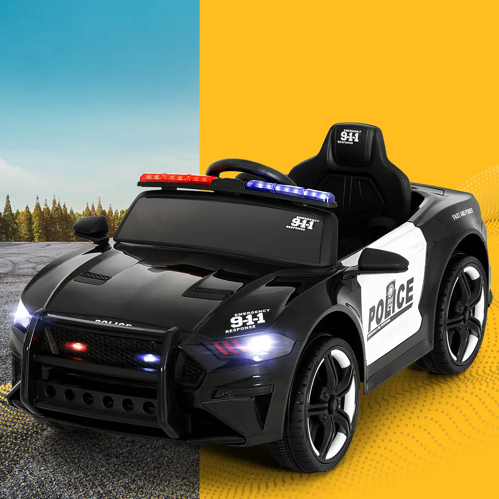 Kids Ride On Car Electric Patrol Police Cars Battery Powered Toy 12V Black