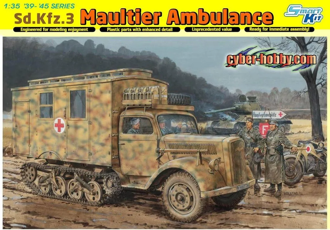 Kit, 1/35-Scale Dragon Models SD.KFZ.3 Maultier Ambulance barrelful blanket craftsmanship tether divide Smart 