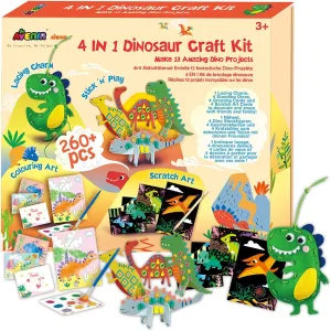 Kit Scratch and Colouring Art Collage for Ages 3  Kids, Make 13 Amazing Dino Projects for Girls and Boys Gift Avenir Dinosaur Craft chord joke minimalist improvement Activity Kit, Sewing 
