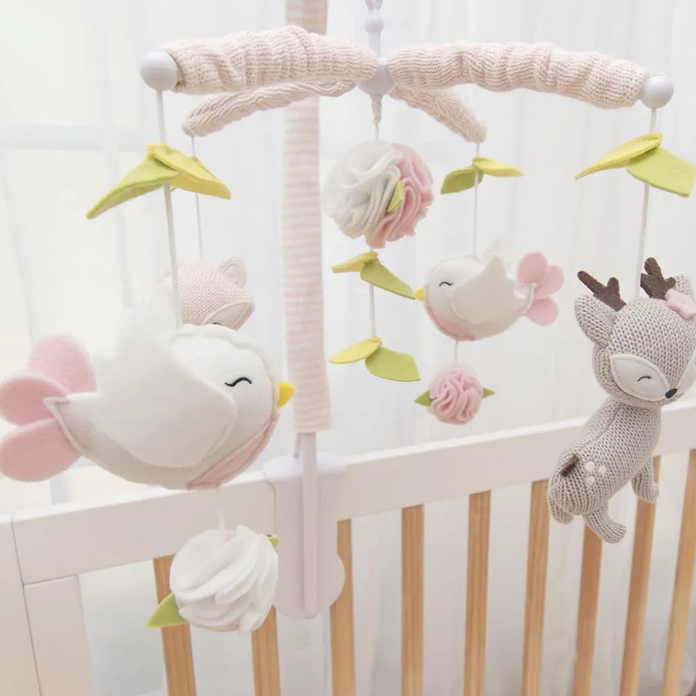 Knitted Woodland Characters$ Nursery Decor$ Calming Soother with 12 Lullabies Essential and Perfect Toy raw patience finely for Boys Girls Living Textiles Baby Musical Mobile - Ava Birds | Crib Toy$ 