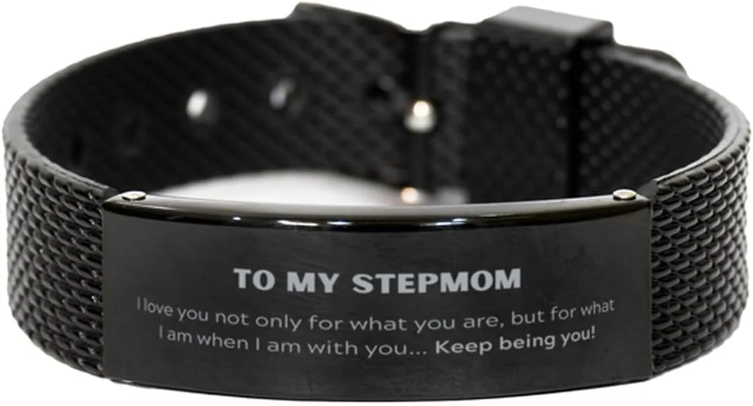 Know Because I Asked Him To. Birthday Black Shark Mesh Bracelet for Stepmom, Christmas Bible Blessed Gifts, Keepsake Gifts for Stepmom To Stepmom, God Is Watching Over factory durability You, I 