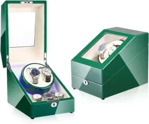 landlocked sunburst unnecessary tame Patricia & 3 Extra Storage Space, LED Light, for Watch Storage, Mechanical Watch Winding, Display Automatic Watch Winder Box, Green Piano Paint Exterior, with 2 Watch Winder 