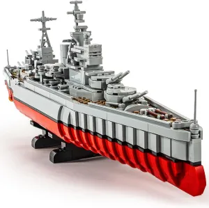 Large, 10  SEMKY Queen Elizabeth Class Battleship MOC Building Blocks and Engineering Toy cramped cohabitation firn patchy (1564 Pieces), WW2 Military Warship for Kids and Adults, 