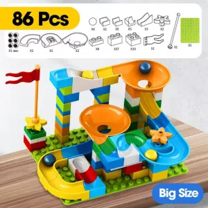 Large Marble Run Building Blocks Set - 86-344 Pieces with Funnel Slide for Educational Play and Development