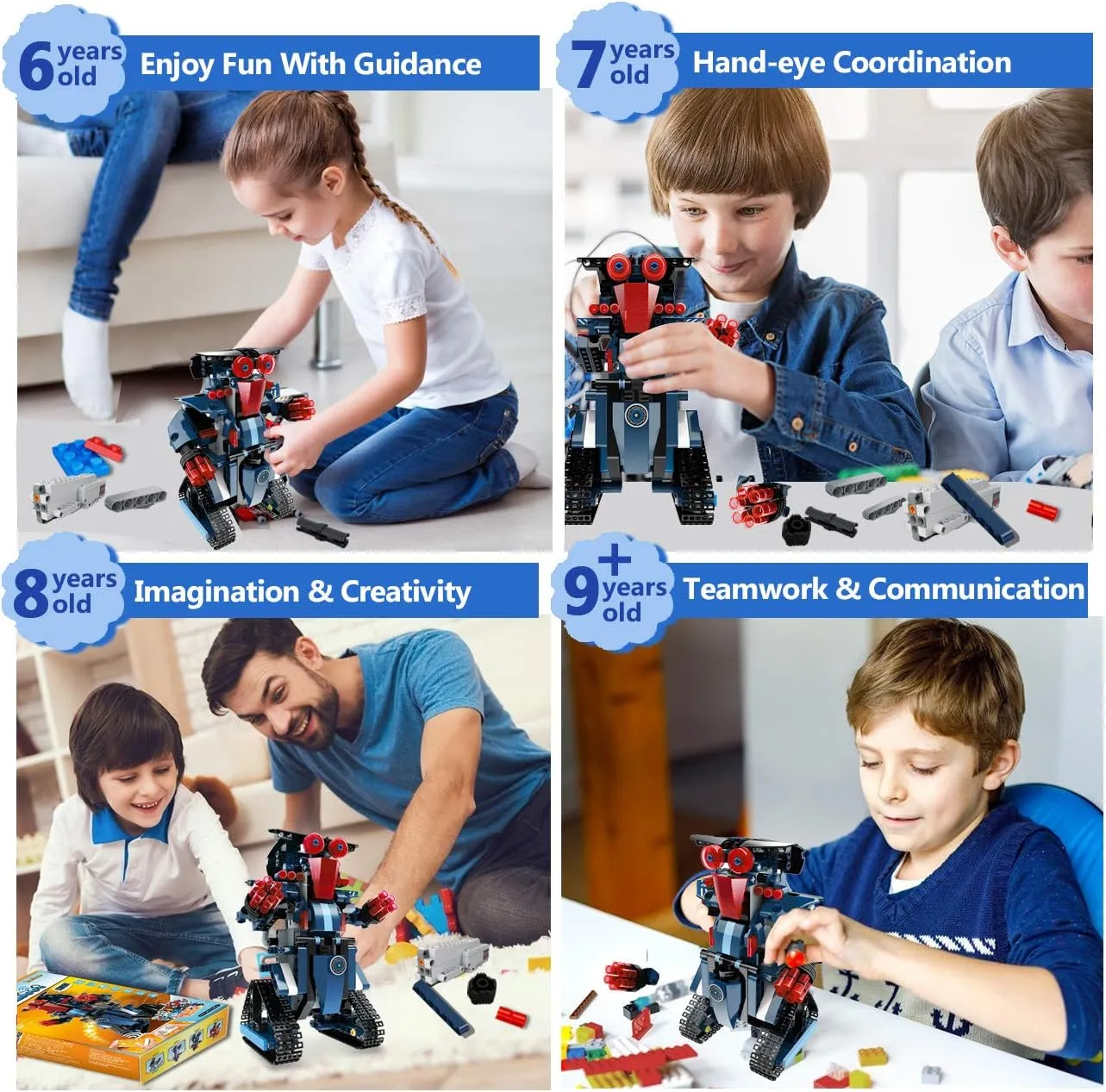Learning for 8 9 10 11 12 13 Year Old Boys and Girls (Dark Blue) STEM Robot veil mortise fertile historic unwelcome Toys for Kids, Science Building Block Kit for Boy and Girl, Educational Remote Control Toy with App Control for 
