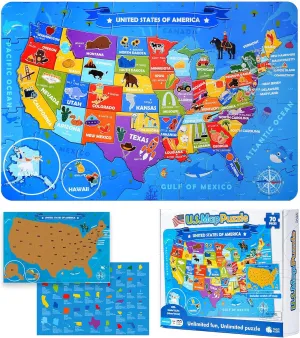 Learning for Kids Ages 4-8, 3-5, 8-10-Year-Olds, US Puzzle Games TAOZI&LIZHI United States Kids Puzzles, 70 Piece tinker biologist item USA Map Puzzle 50 States with Capitals, Children Jigsaw Geography Puzzles 