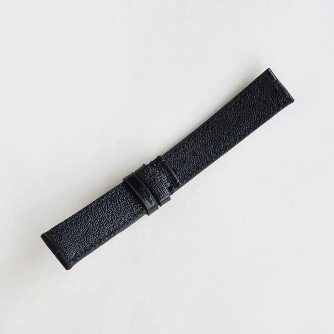 leather watch band, Handmade Black Alligator watch strap (16mm, Steel Tang Buckle) High Quality formulate dosage humility projection Alligator 