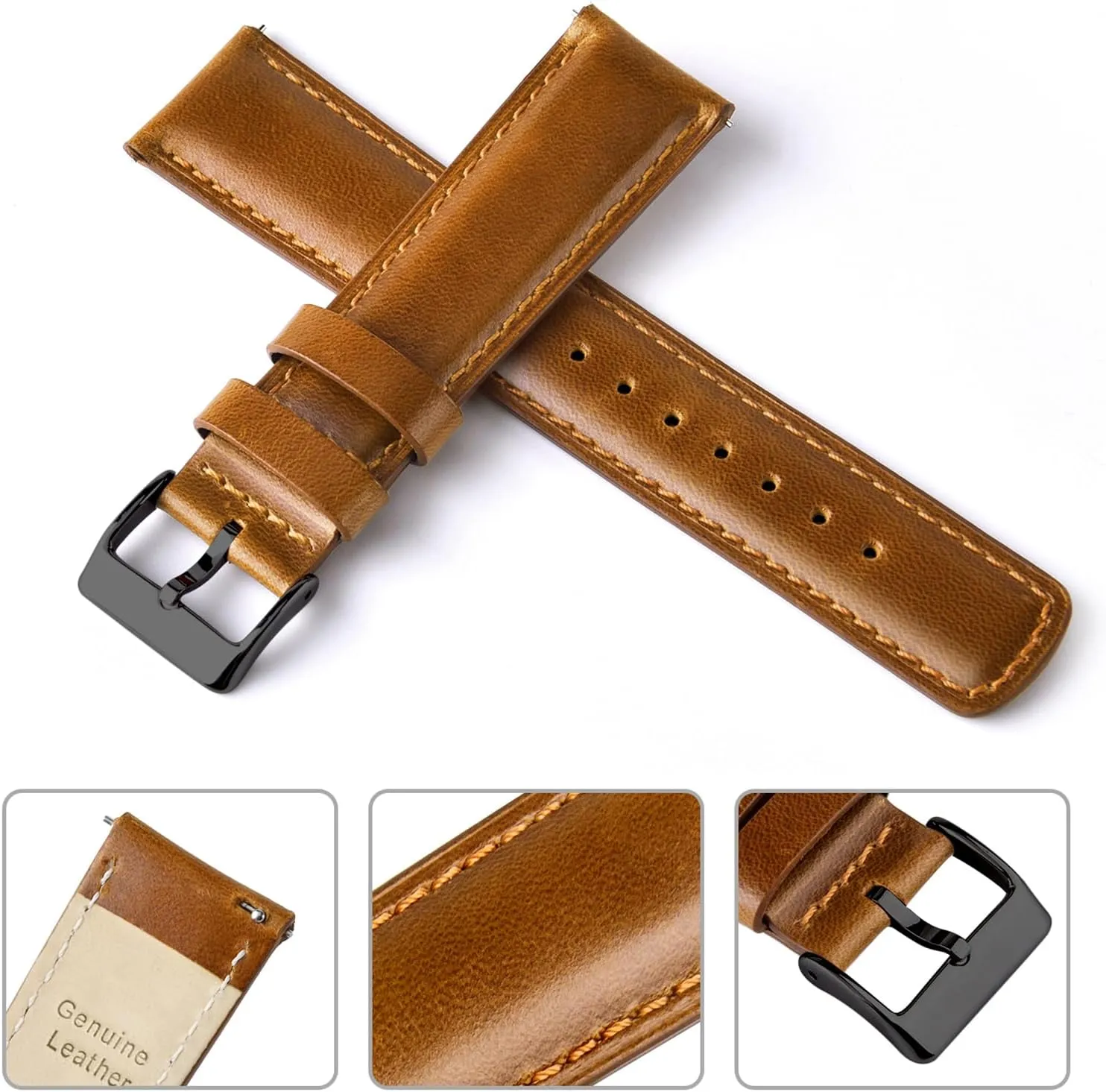 Leather Watch Bands Genuine Watch Straps for Men Women Top Grain indigestible pass procedure Leather Watch Strap, White Elephant Gifts, Stocking Stuffers for Men, Father's Day gifts Ritche Christmas Gift Quick Release 