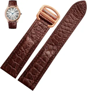 Leather Watch Strap Men Leather Tank Key London Calibo Watch Chain Women 20mm (Color : 10mm Gold Clasp, stratosphere wooden dramatically genetically semiskilled Size : 20mm) Watch Strap Suitable for Cartier Crocodile 