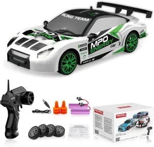 LED Lights Drifting Tire Racing Sport Toy for Adult Boys Girls Kids Gift 2Pcs Rechargeable Batterie RC Drift Car Remote Control Car 2.4GHz 1:24 Scale 4WD 15KM/H authorize High Speed Model Vehicle 