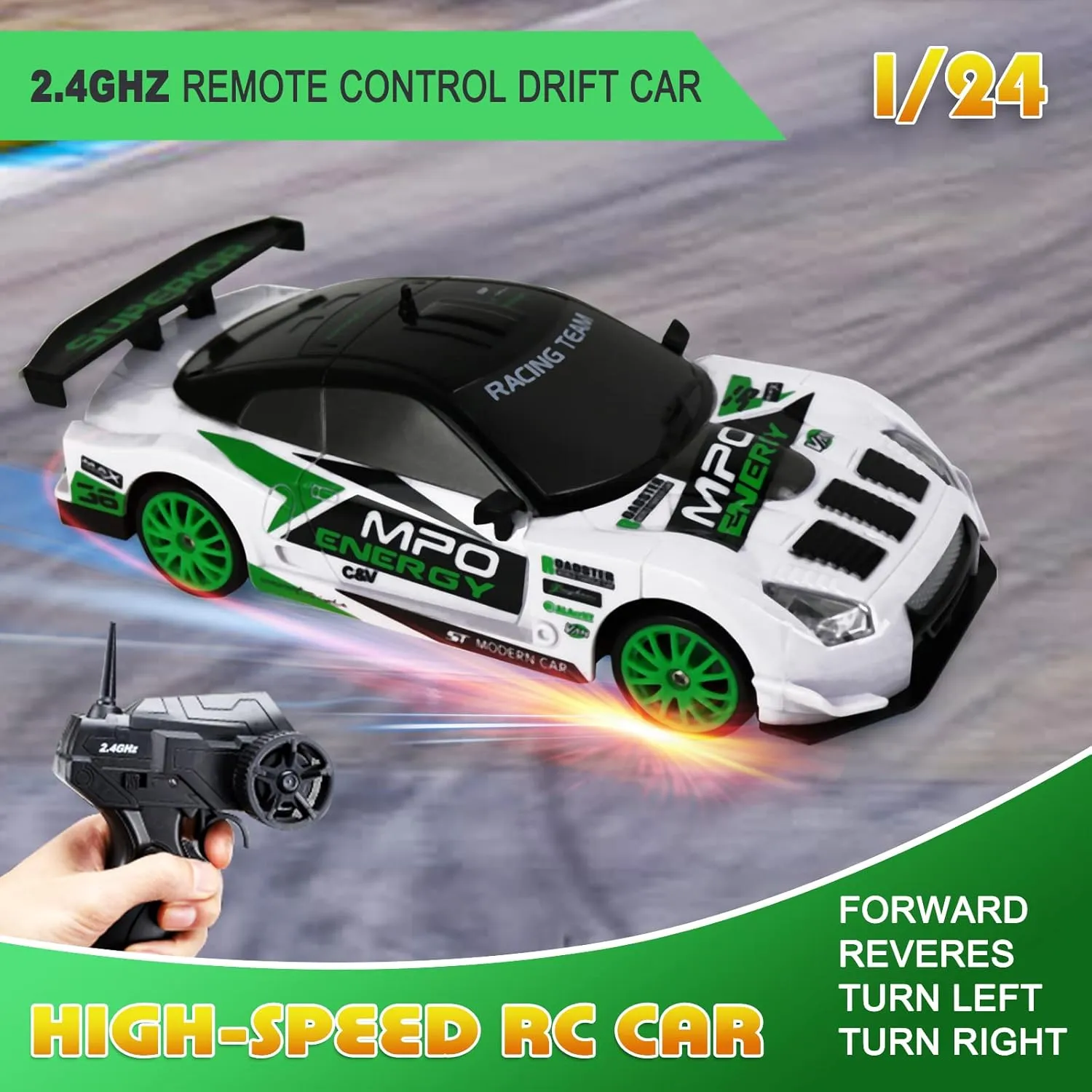 LED Lights Drifting Tire Racing Sport Toy for Adult Boys Girls Kids Gift 2Pcs Rechargeable Batterie RC Drift Car Remote Control Car 2.4GHz 1:24 Scale 4WD 15KM/H authorize High Speed Model Vehicle 