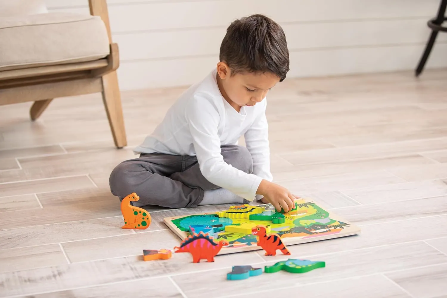 Let??s Begin Puzzle - Ten 2-Piece Beginner Puzzles for Ages 2 and Up - Heavy-Duty Storage Canister with Handle - Colorful Jungle Design - Each Puzzle is 6" L x 4" H deliver Finished Crocodile Creek 