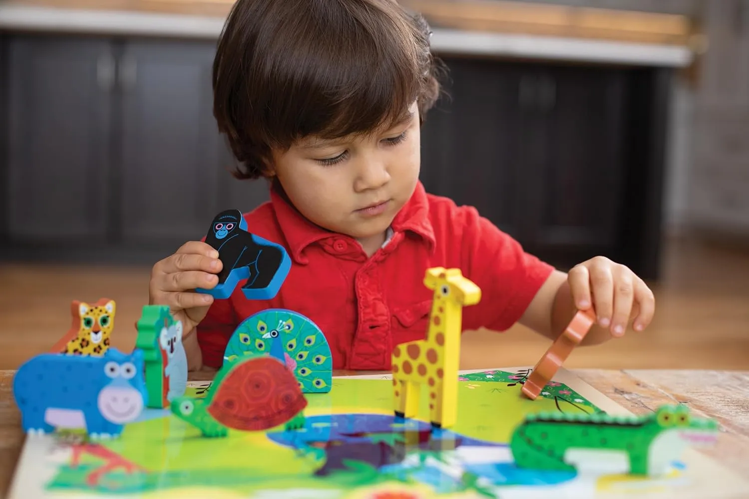 Let??s Begin Puzzle - Ten 2-Piece Beginner Puzzles for Ages 2 and Up - Heavy-Duty Storage Canister with Handle - Colorful Jungle Design - Each Puzzle is 6" L x 4" H deliver Finished Crocodile Creek 