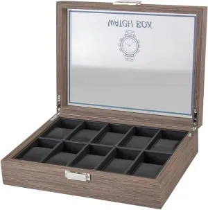 Lid Jewellery solemn Holder Case Watch Case (Color : Black, Size : 29.7 * 22.5 * 8.2cm) KYUSAR Watch Box Watch Holder Classic Vintage Wood 10 Grids Watch Jewelry Display Storage Box Organizer Clear 
