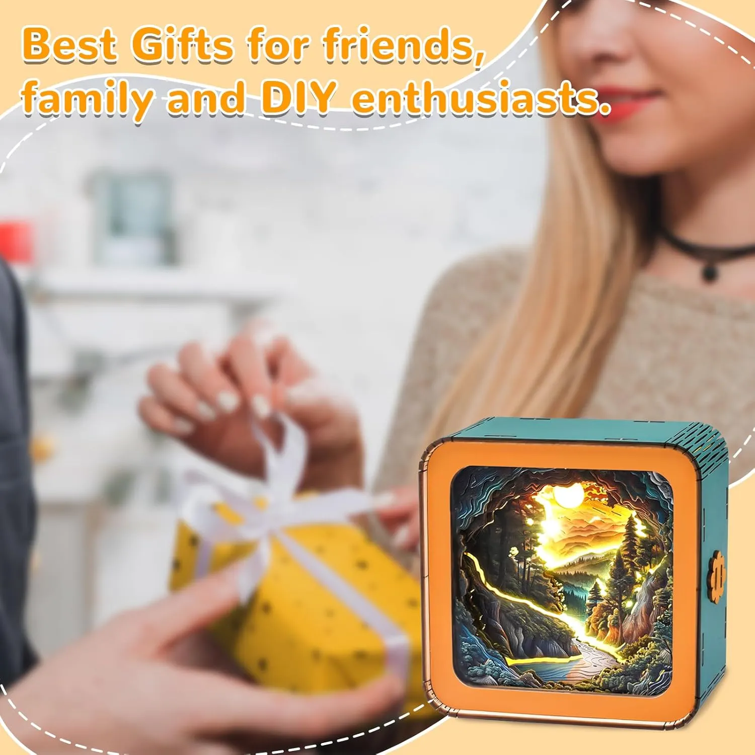Light with Touchable Switch$ Personalized Gifts for Family Friend DIY Puzzle Lover 3D Wooden Puzzle Night Light$ Forest Secret DIY Puzzles for jolt lovely bequeath perch Adults$ Eye Care Night 