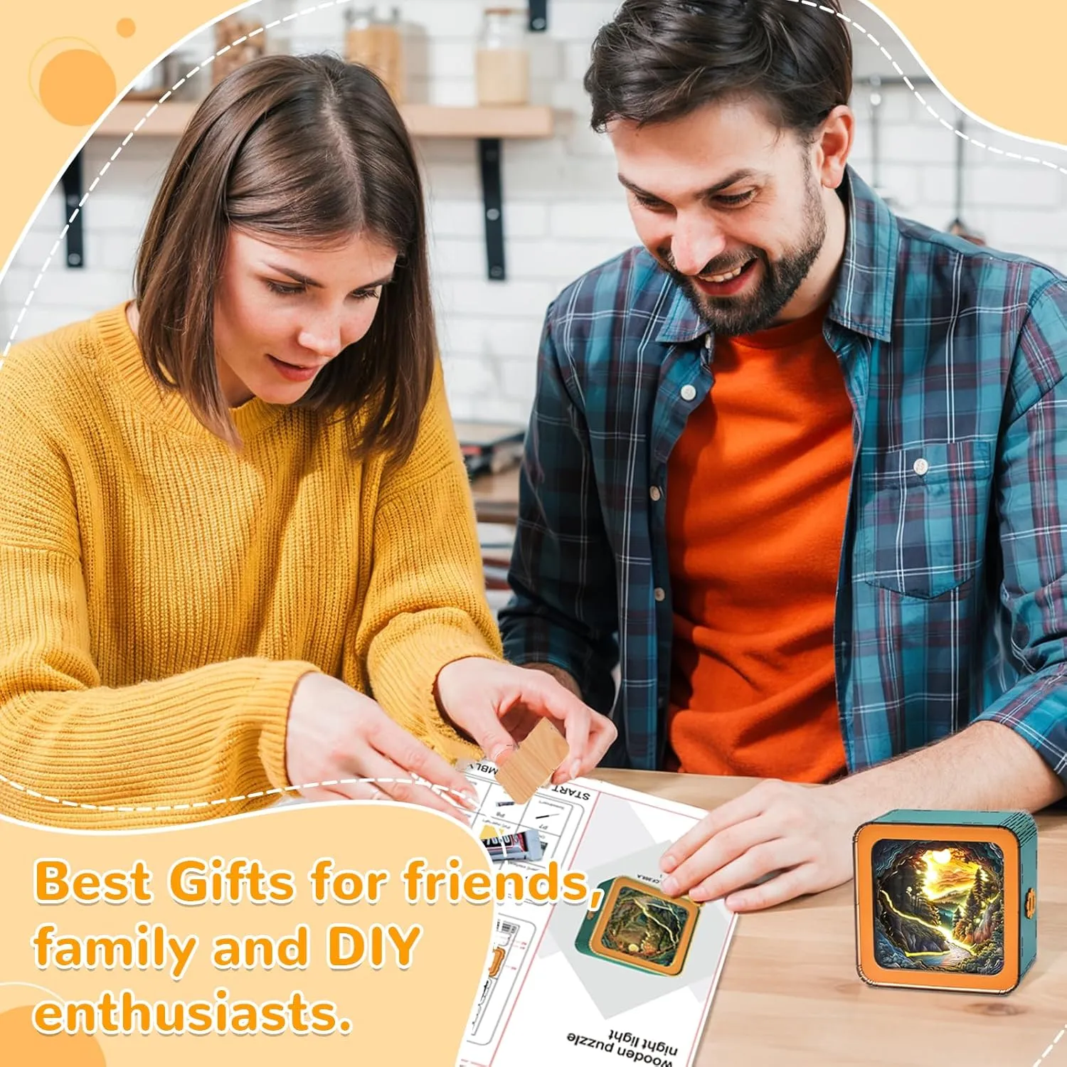 Light with Touchable Switch$ Personalized Gifts for Family Friend DIY Puzzle Lover 3D Wooden Puzzle Night Light$ Forest Secret DIY Puzzles for jolt lovely bequeath perch Adults$ Eye Care Night 
