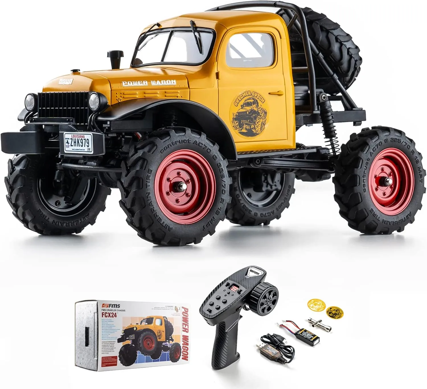 Light,Transmission and USB Charger (Yellow) happy everyday sulfate EAZYRC x FMS FCX24 1/24 RC Truck RTR 4X4, 4WD RC Crawler RTR Truck RC Car for Sandland Desert Off-Road for Men with LED 