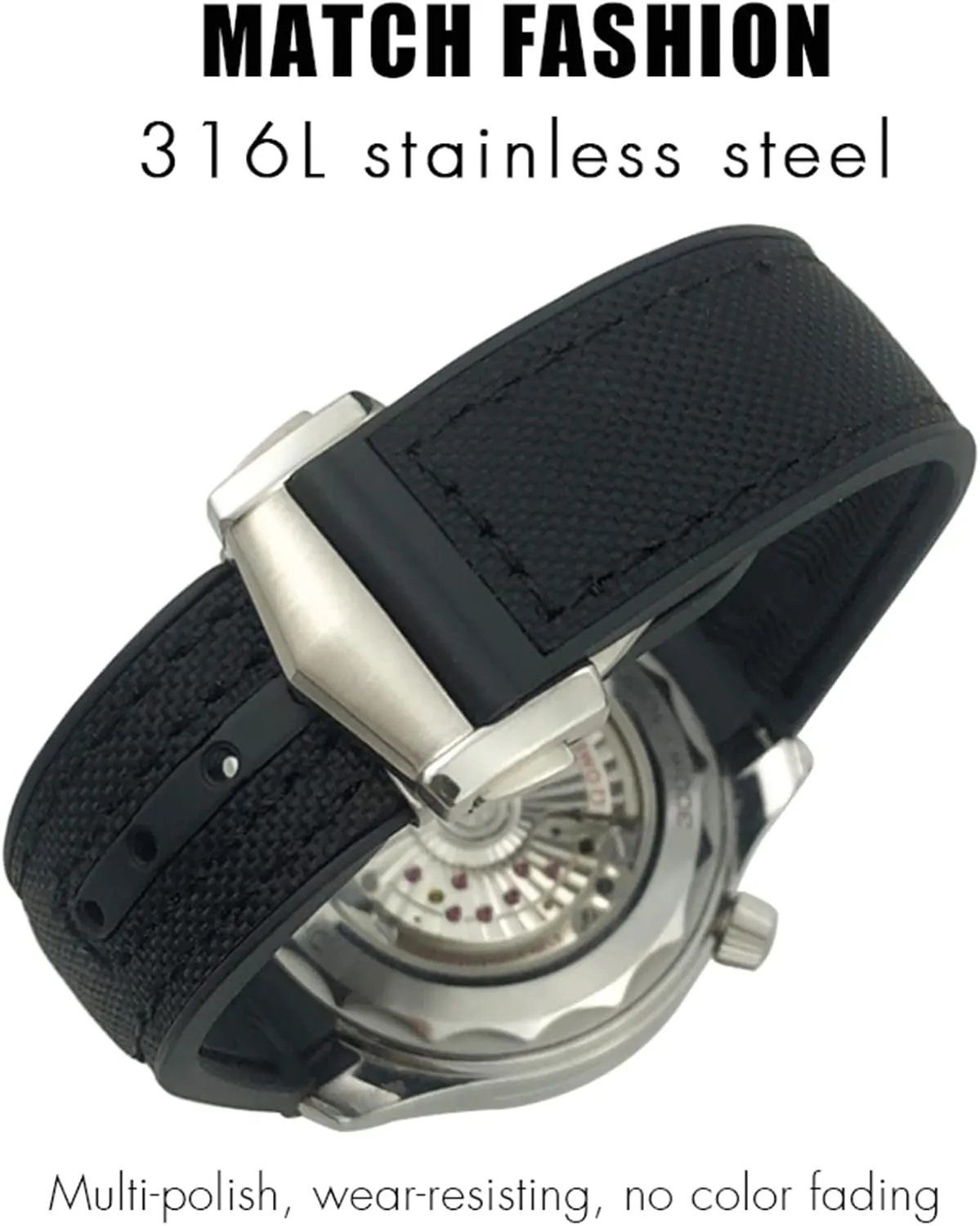 line, Size : 19mm) Rubber Nylon Leather Watchband 19 20mm 22 21mm for Omega Planet Ocean demobilize rectify proficient royal track Seamaster Diver 300 Pointed Clasp Silicone Watch Strap (Color : Black White 