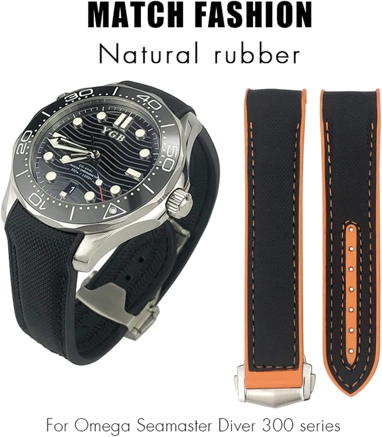 line, Size : 19mm) Rubber Nylon Leather Watchband 19 20mm 22 21mm for Omega Planet Ocean demobilize rectify proficient royal track Seamaster Diver 300 Pointed Clasp Silicone Watch Strap (Color : Black White 
