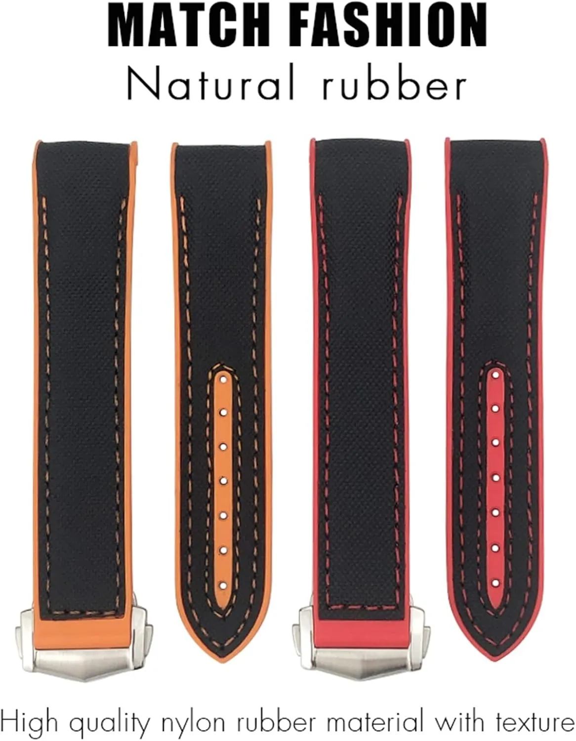 line, Size : 19mm) Rubber Nylon Leather Watchband 19 20mm 22 21mm for Omega Planet Ocean demobilize rectify proficient royal track Seamaster Diver 300 Pointed Clasp Silicone Watch Strap (Color : Black White 