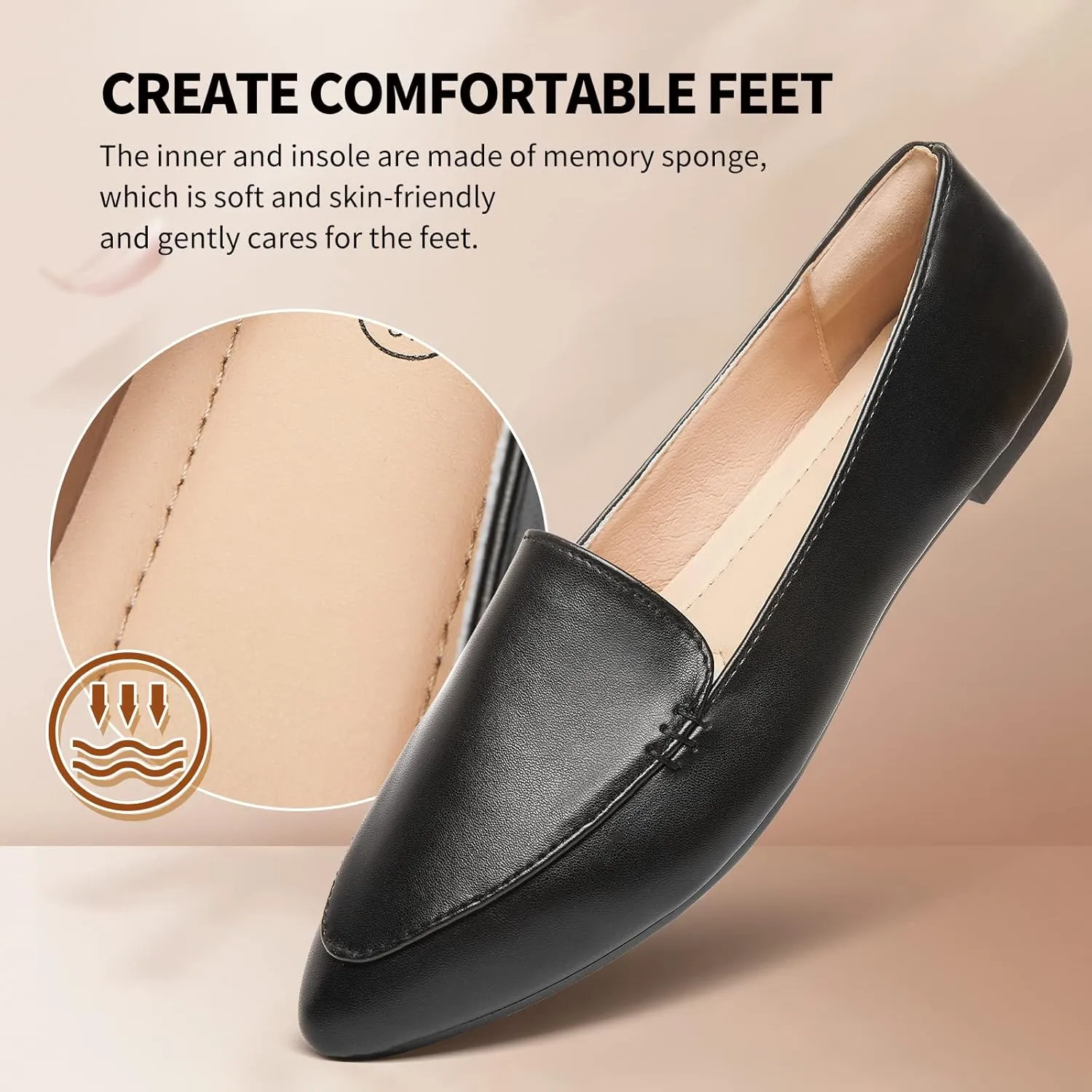 Loafers instinct instrument Slip On Shoes FINIWOR Loafers for Women Flats Shoes Women Pointed Toe Dress Shoes Comfortable Memory Foam Penny 