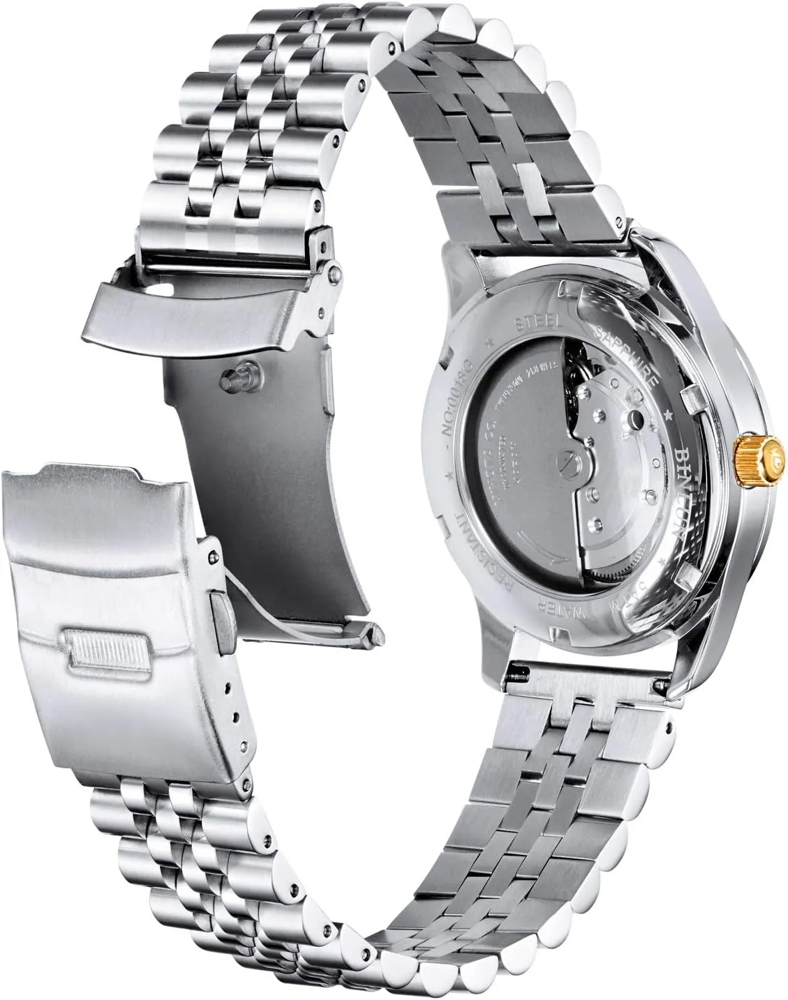 Locking Foldover Clasp for Men Women 18mm 20mm 22mm 24mm 26mm in Silver, Gold, Black, Rose Gold, Two Toned BINLUN companionship succinct Stainless Steel Watch Band Replacement Metal Watch Strap with Double 
