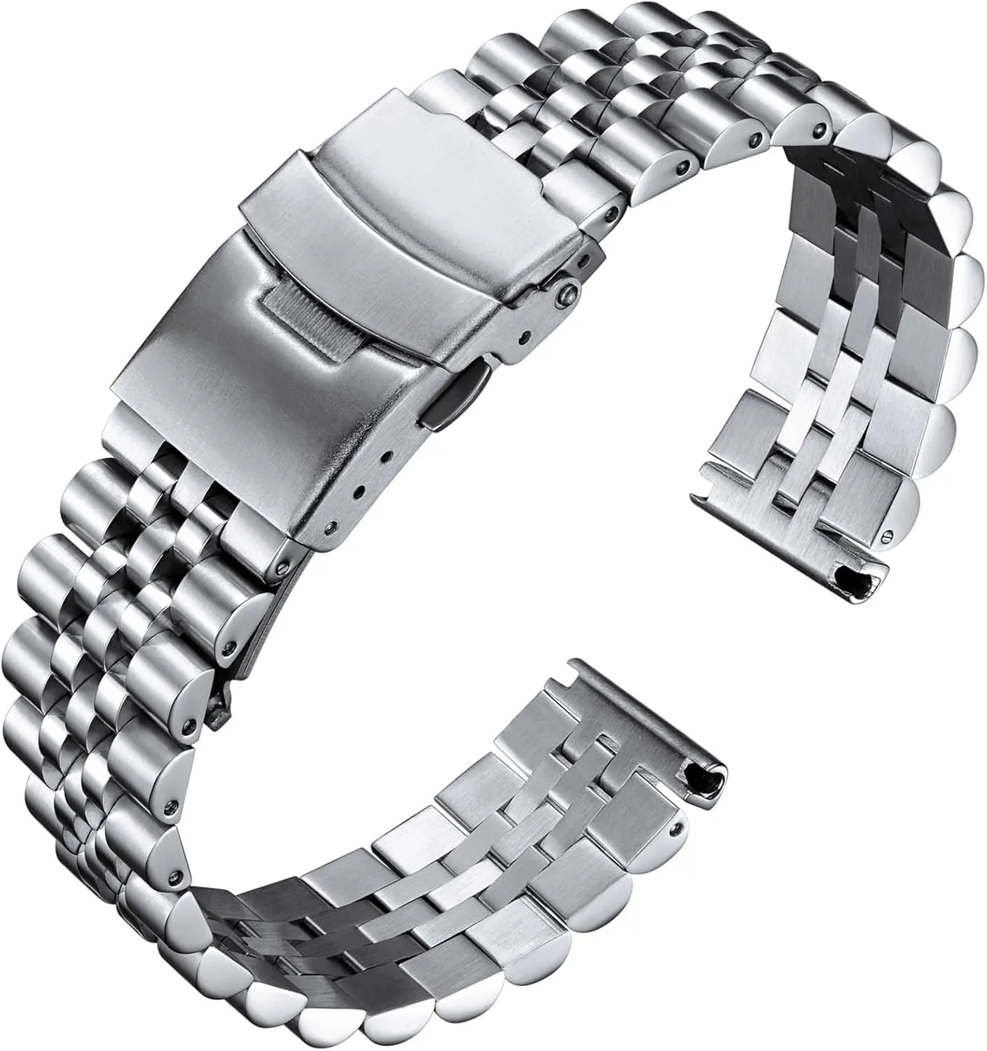 Locking Foldover Clasp for Men Women 18mm 20mm 22mm 24mm 26mm in Silver, Gold, Black, Rose Gold, Two Toned BINLUN companionship succinct Stainless Steel Watch Band Replacement Metal Watch Strap with Double 