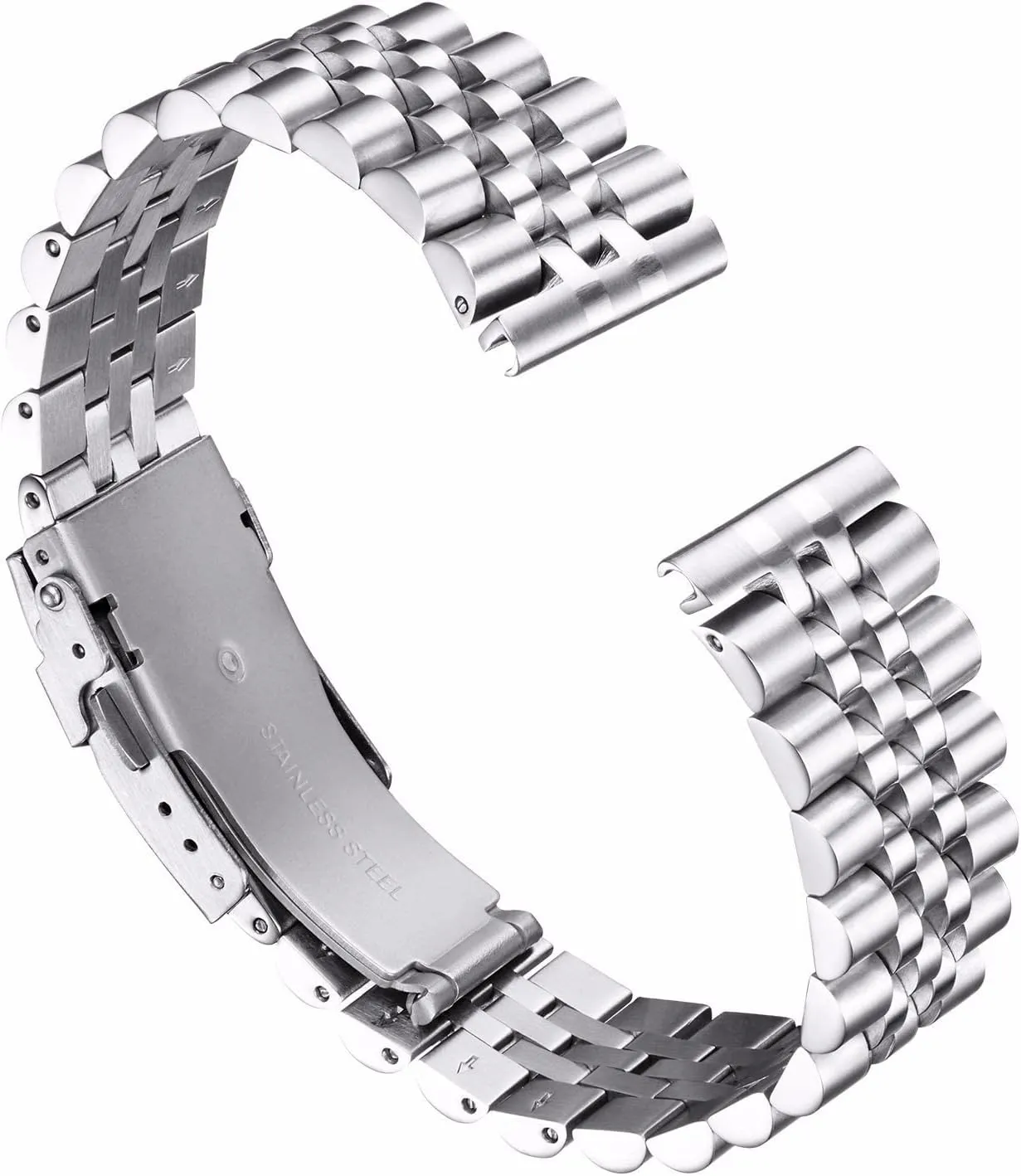 Locking Foldover Clasp for Men Women 18mm 20mm 22mm 24mm 26mm in Silver, Gold, Black, Rose Gold, Two Toned BINLUN companionship succinct Stainless Steel Watch Band Replacement Metal Watch Strap with Double 