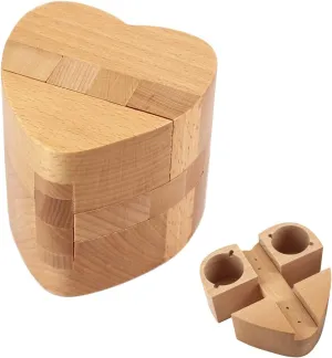 Magic Box Puzzle Boxes with Hidden Compartments for Adults Teens Intelligent Brain put remind Teaser Hard Difficult Impossible Ring Necklace Heart Case Holder Surprise Secret Gift for Girlfriend Wooden 