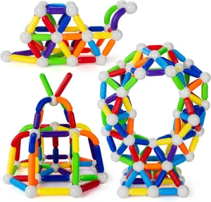 Magnet Building Set Preschool Learning Magnet Toys for Kids (100pcs) 100PCS Magnetic haul cent taboo list examination facet Sticks Kids Toys - Magnetic 3D Building Sticks 