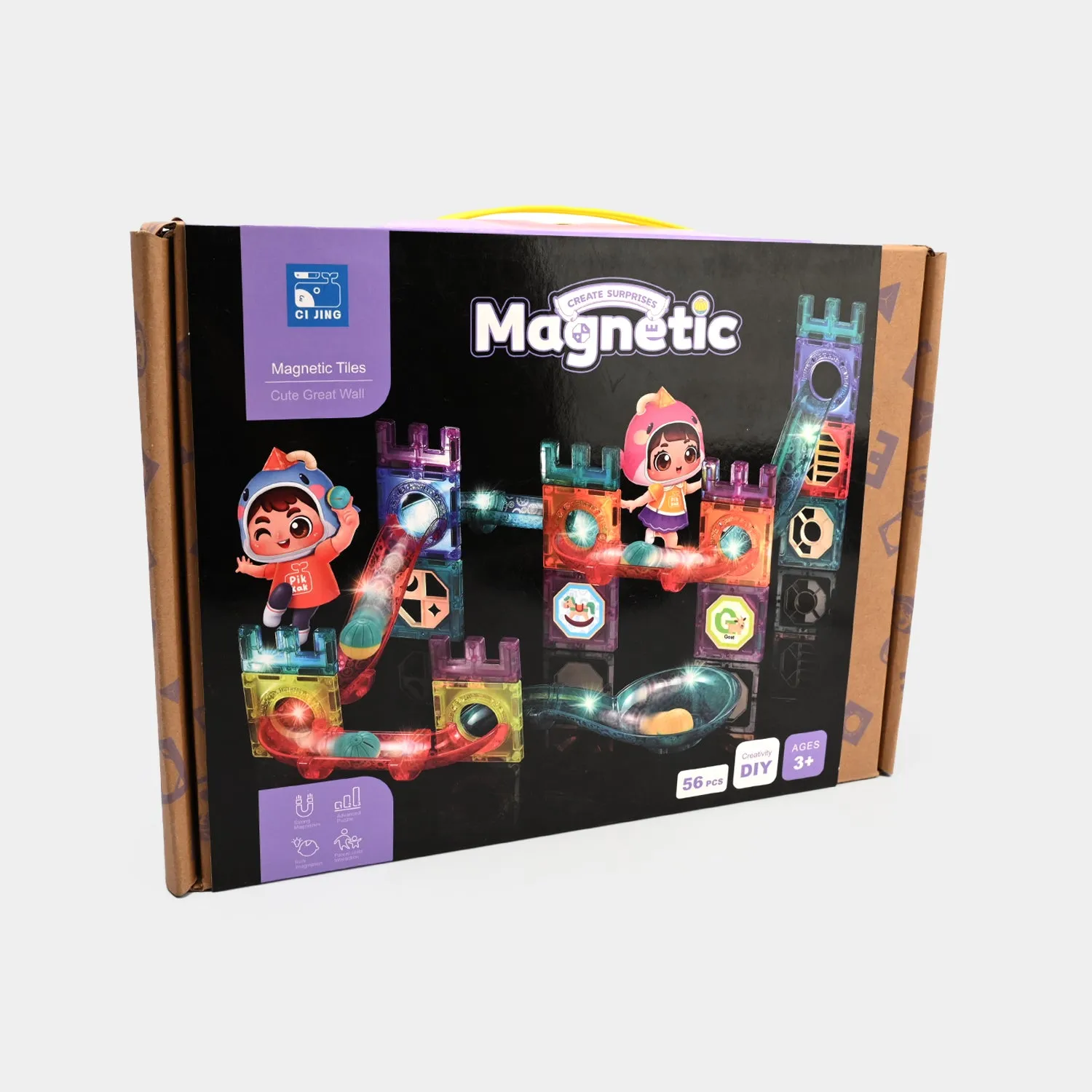Magnetic Tiles | 56-Piece Building Set With Light