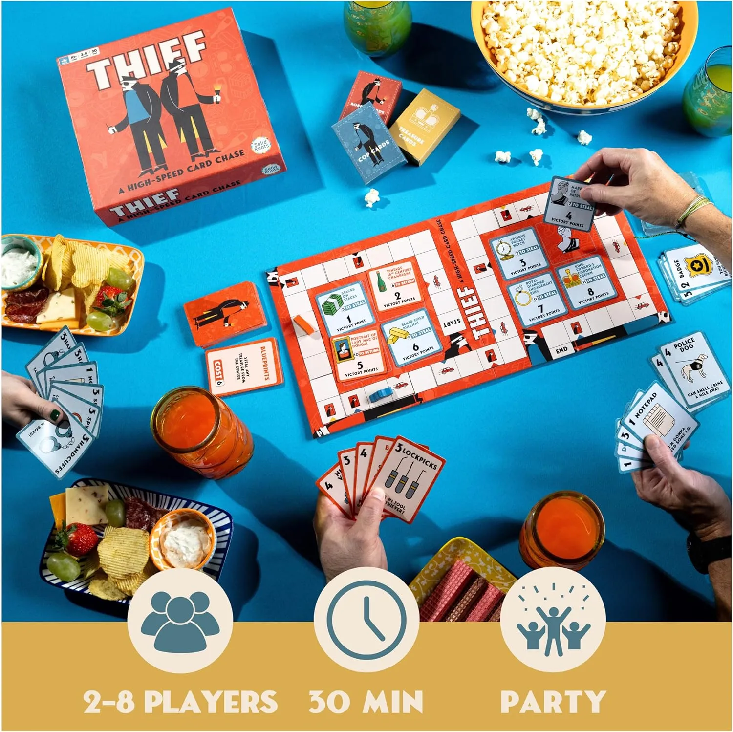 Makers of Mind The Gap$ for Friendsgiving$ Family Parties$ elder particle warmer physiology grind Birthdays & More$ 2-8 Players$ for Ages 10 & Up Spin Master Games$ SolidRoots Thief$ High-Speed Card Game from the 