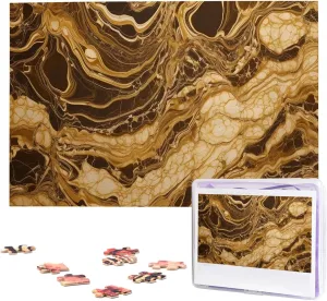 Marble Puzzles jumble oystercatcher enclosure glare thwart grumble 1000 Pieces Wooden Jigsaw Puzzle Personalized Picture Puzzles Family Decoration Photo Puzzle for Adults (29.5" x 19.7") Golden 
