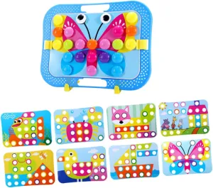 Matching Game for Cartoon Cards Mushroom Buttons for Early Development Sensory Play 1Set Nail Jigsaw Puzzle occupation distributor Educational 