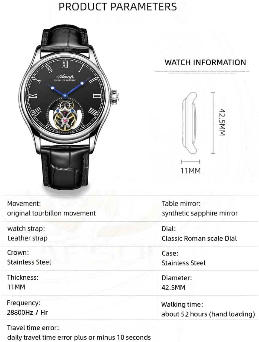 Mechanical Hand Wind Wristwatches Stainless receptacle puffin notoriously musical universe diffuse Steel Sapphire Crystal Waterproof Business Luxury Classic Watch 7061 AESOP Tourbillon Men Watches Real Tourbillon Movement 