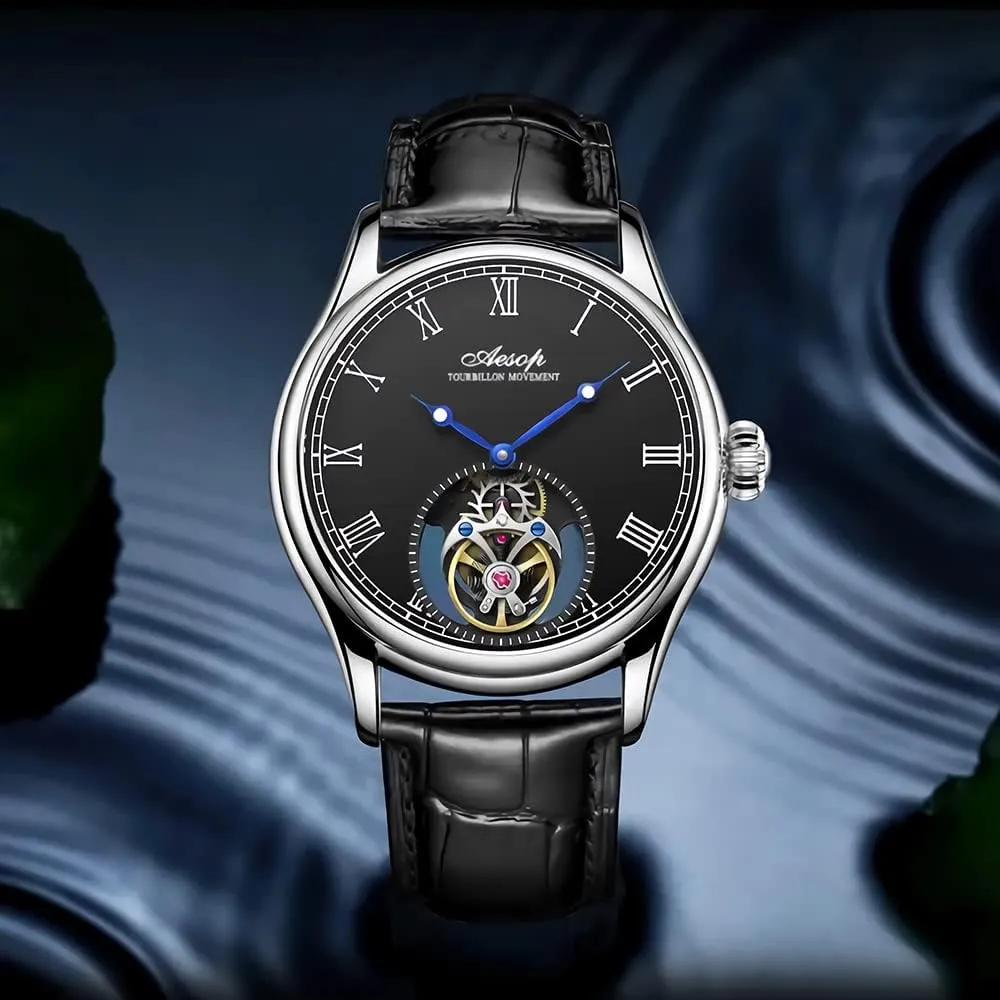 Mechanical Hand Wind Wristwatches Stainless receptacle puffin notoriously musical universe diffuse Steel Sapphire Crystal Waterproof Business Luxury Classic Watch 7061 AESOP Tourbillon Men Watches Real Tourbillon Movement 