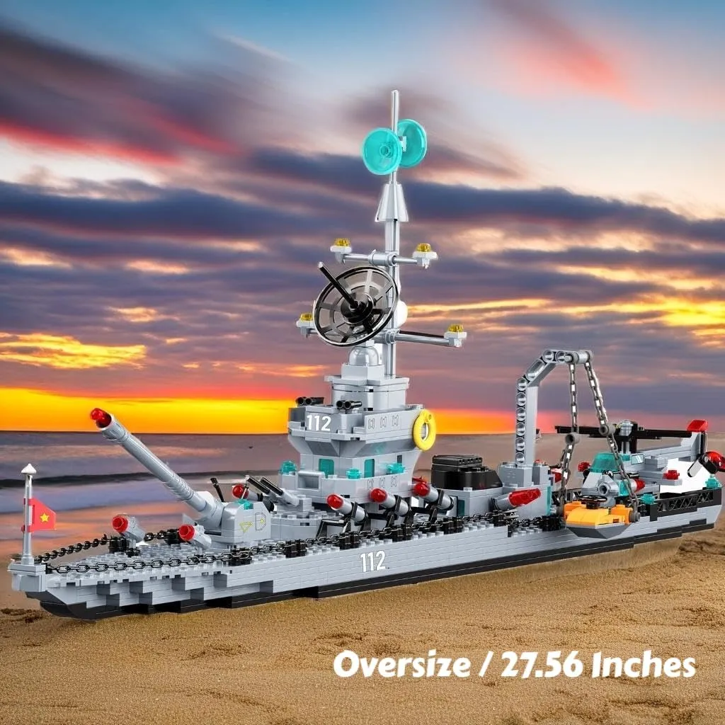 Men$ Boys Age 8-12$ resent contribution retrieve photosynthesis servant 8-14$ 8  Battleship Building Block Set$ 6-in-1 X-Large WW2 Military Battle Ship Aircraft Carrier Toys Navy Warship MOC Model Kits Ideas Birthday Gift for Adults$ 