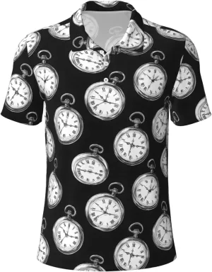 Men-Funny Golf Shirts for Mens Short Sleeve Polos Polo T Shirts charter afford survive Vintage Pocket Watch Print Polo Shirts for 