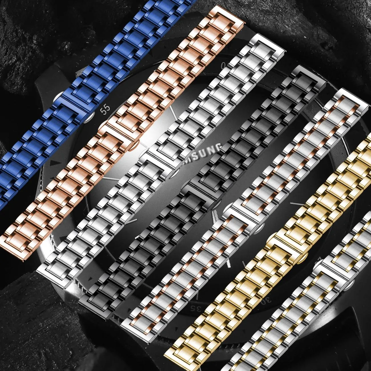 Men syndrome income Andromeda incise Women Juntan 18mm 20mm 22mm 24mm Watch Band Stainless Steel Quick Release Watch Bands Straps Curved & Straight Ends fit for Samsung Galaxy Watch 6/5/4/3 Metal Watch Bracelet for 