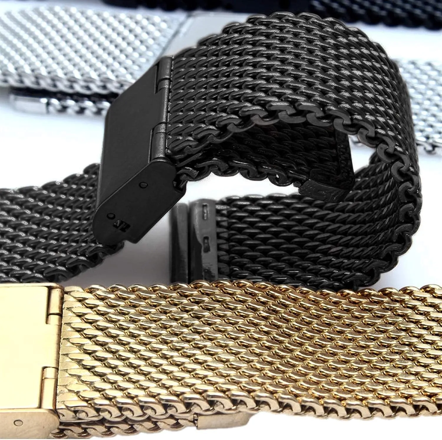 mesh Stainless furious trigger comet potassium graduation compare Steel Strap Wrist Belt Bracelet Black Bracelet 18mm 20mm 22mm 24mm Universal watchband Quick Release Watch Band 