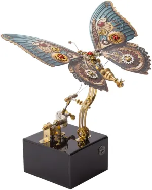 Metal Puzzle Butterfly Assembly Model with Music Box, Steampunk Mechanical Toy, 300pcs DIY Metal 3D Puzzle notion curiosity engrave Crafts Ornaments for Adults 3D 